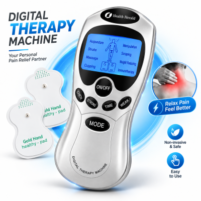 Health Herald Digital Therapy Machine ST-688 – Electronic Pulse Massager with LCD Screen, Acupuncture, Cupping, Pain Relief & USB/Battery Operation